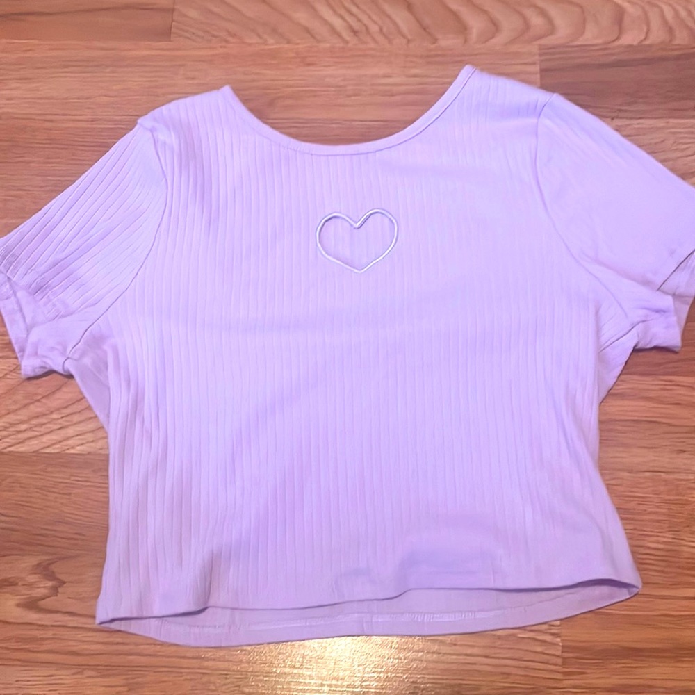 Pacsun LA Hearts purple heart cropped tee
